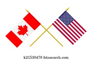 flags,, ארהב, ו, קנדה