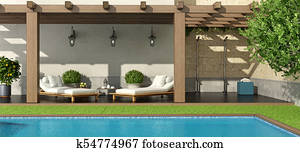 Garden with pergola and swimming pool Garden with pergola and swimming pool