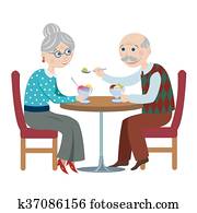 happy cartoon grandparents