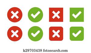 Tick and cross buttons