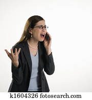 Woman on cell phone.