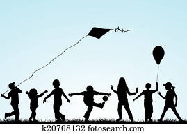 ילדים, צלליות, לשחק, בפרק