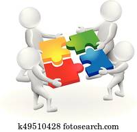 3d white people man with puzzle solution 3d white people man with puzzle solution