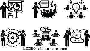 Business presentation teamwork concept icons
