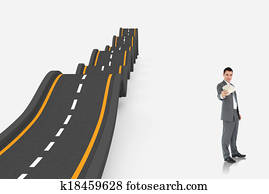 Composite image of businessman presenting banknotes