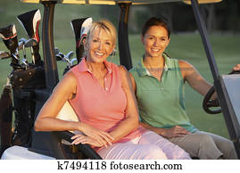 divnieks, sieviešu, golfers, jāšana, pa, golfs, blakšains, dzeršana uz vietas, golfs, ēdiens