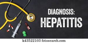 estetoscópio, e, farmacêutica, ligado, um, quadro-negro, -, hepatite