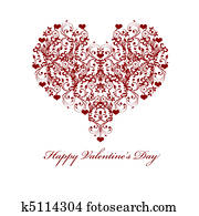 feliz, día de valentines, hoja, vid, corazones, motivo