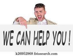 homem, mostrando, frase