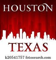 Houston Texas city skyline silhouette red background Houston Texas city skyline silhouette red background