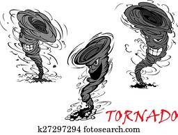 Nasty grey cartoon tornado, hurricane and thunderstorm Nasty grey cartoon tornado, hurricane and thunderstorm