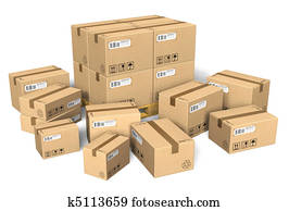 Set of different cardboard boxes