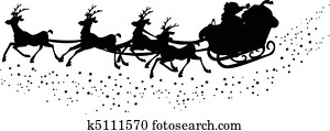 Silhouette of santa?s sleigh Silhouette of santa?s sleigh