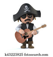 ３ｄ かわいい 海賊 大尉 特徴 プレーする 電気 ギター イラスト K Fotosearch