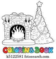 Coloring book with fireplace Coloring book with fireplace