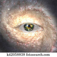 Eye in midst of Galaxy with Earth Reflection Eye in midst of Galaxy with Earth Reflection