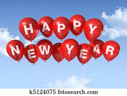 feliz año nuevo, globos