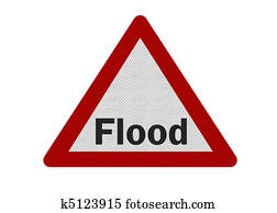 Photo realistic 'flood warning' sign, isolated on white Photo realistic 'flood warning' sign, isolated on white