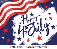 שמח, רביעי, של, july,, יום עצמאות, דוגמה, עם, דש