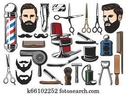 Barbershop haircut and shave tools Barbershop haircut and shave tools
