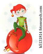 Christmas Elf sitting on Christmas Christmas Elf sitting on Christmas