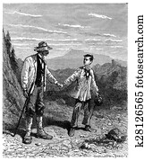 den, frankrike resa, a, liten, parisare, de, bena, en, skiftande, önskar, årgång, engraving.