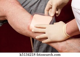 ferida, cuidado, por, enfermeiras