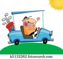 Golfer Man Driving A Cart Golfer Man Driving A Cart