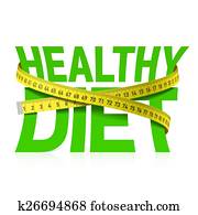 Healthy diet phrase with measuring Healthy diet phrase with measuring
