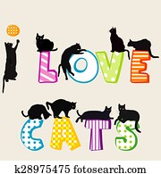 I love card card with cats silhouettes I love card card with cats silhouettes