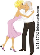 Illustrated mother and daughter Illustrated mother and daughter