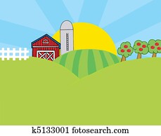 land, bauernhof, szene land, bauernhof, szene