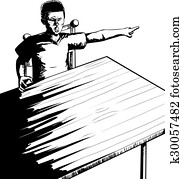 outlne, de, gritar, adolescente, en la mesa