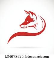 vetorial, imagem, de, um, cabeça raposa, branco, fundo