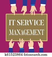 Writing note showing It Service Management. Business photo showcasing Activity Directed by Policies Lifecycle of Technology