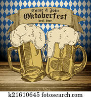 ビール, 背景, oktoberfest イラスト  k21736529  Fotosearch