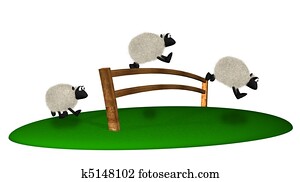 3d sheep jumping over fence. Counting sheeps 3d sheep jumping over fence. Counting sheeps