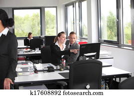 binnen, een, drukke werkkring