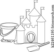 Coloring book: Cartoon sand castle Coloring book: Cartoon sand castle