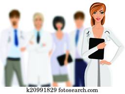 Doctor with medical staff