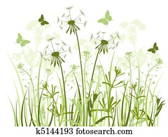 floral background with grass and dandelions floral background with grass and dandelions
