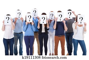 miscellaneous, gruppe folk, holde, spørgsmål, tegn