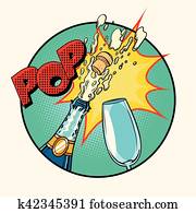 Pop sound of opening champagne Pop sound of opening champagne