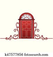 Red door with vine Red door with vine
