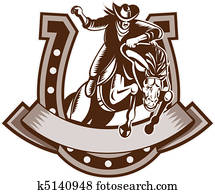 Rodeo Cowboy riding horse horseshoe Rodeo Cowboy riding horse horseshoe