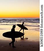 surfistas, praia, portugal