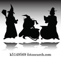 three witch vector silhouettes three witch vector silhouettes