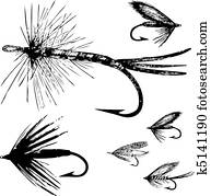 Vector Fishing Fly Set Vector Fishing Fly Set