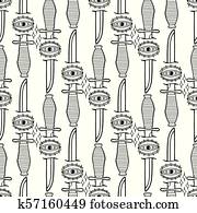 Watercolor all-seeing eye and knife