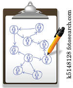 zakenlui, plan, netwerk, diagram, klembord, pen